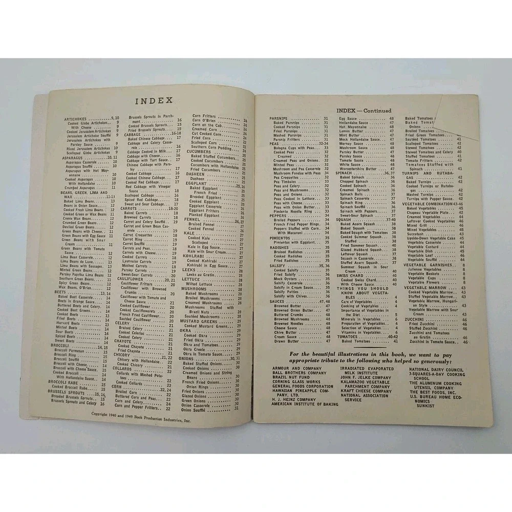 1953 RECIPES COOKBOOK Book 250 Ways to Serve Fresh Vegetables SEE B38.1GA000